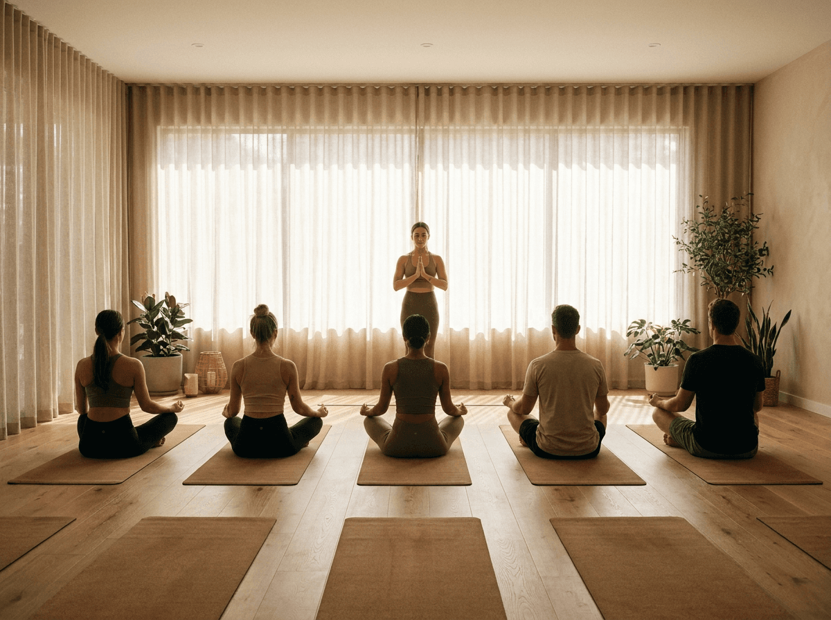 Morning class in a yoga studio